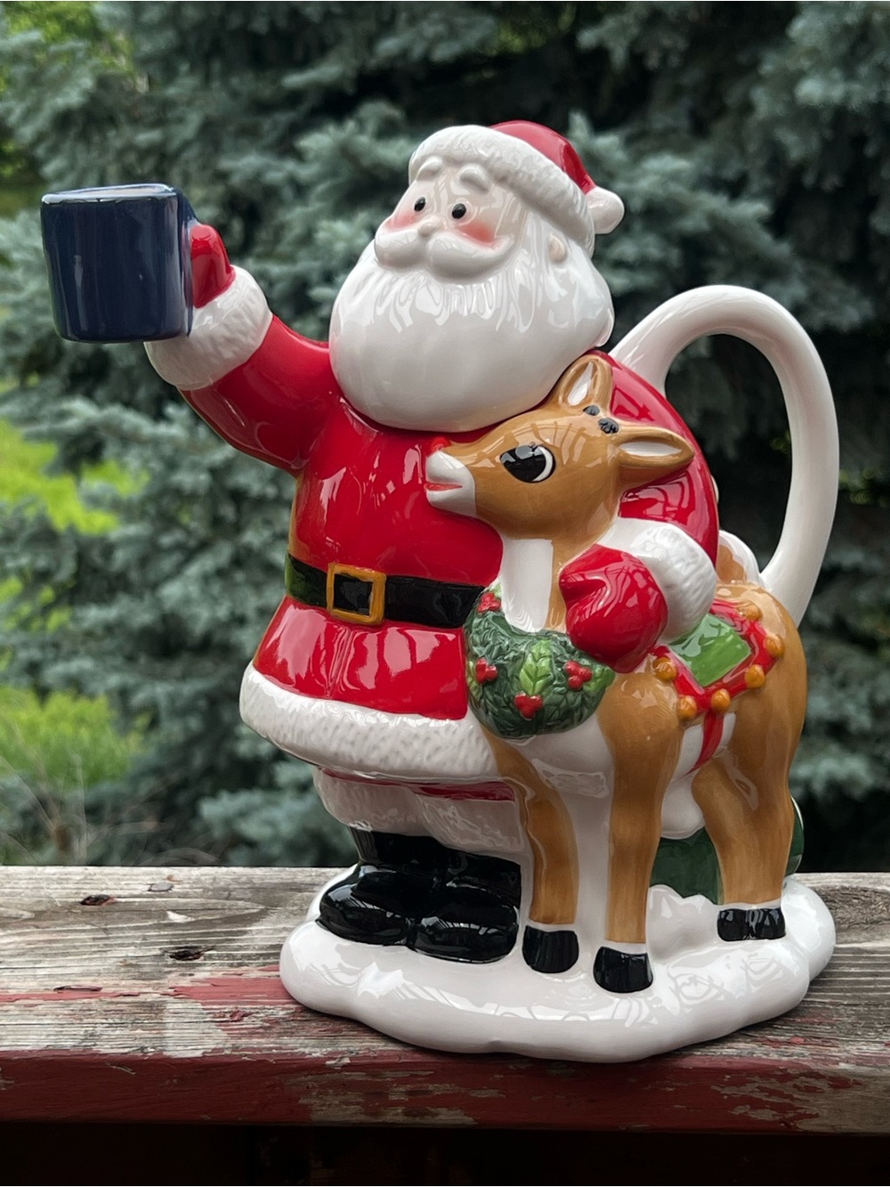 Lenox Christmas Rudolph The Red Nose Raindeer Tea Pot  2002 Pls Read